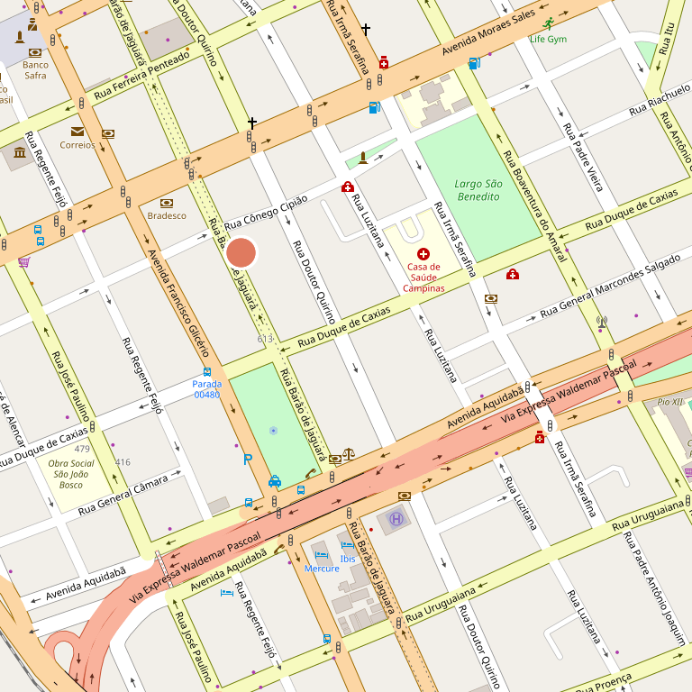 Mapa da localização da Clínica Vida Odontologia na Rua Barão de Jaguara, Centro de Campinas